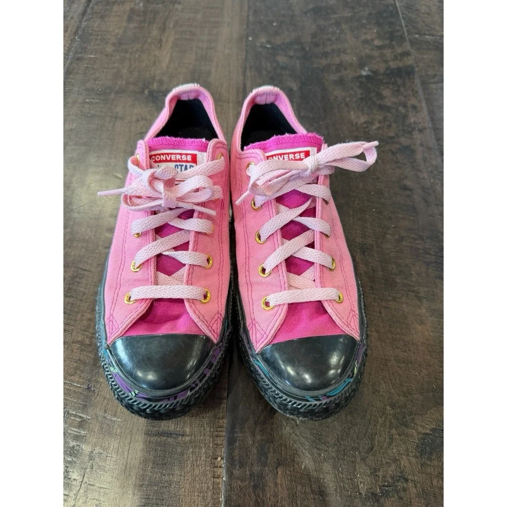 Converse All Star Shoes Juniors 2.5 Black‎ Pink Retro Punk Low Tops